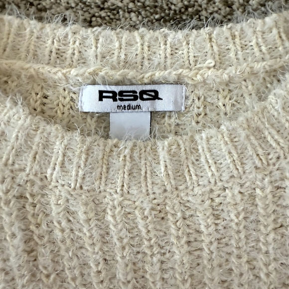 RSQ Cream Knit Crew Neck Sweater - Picture 2 of 3